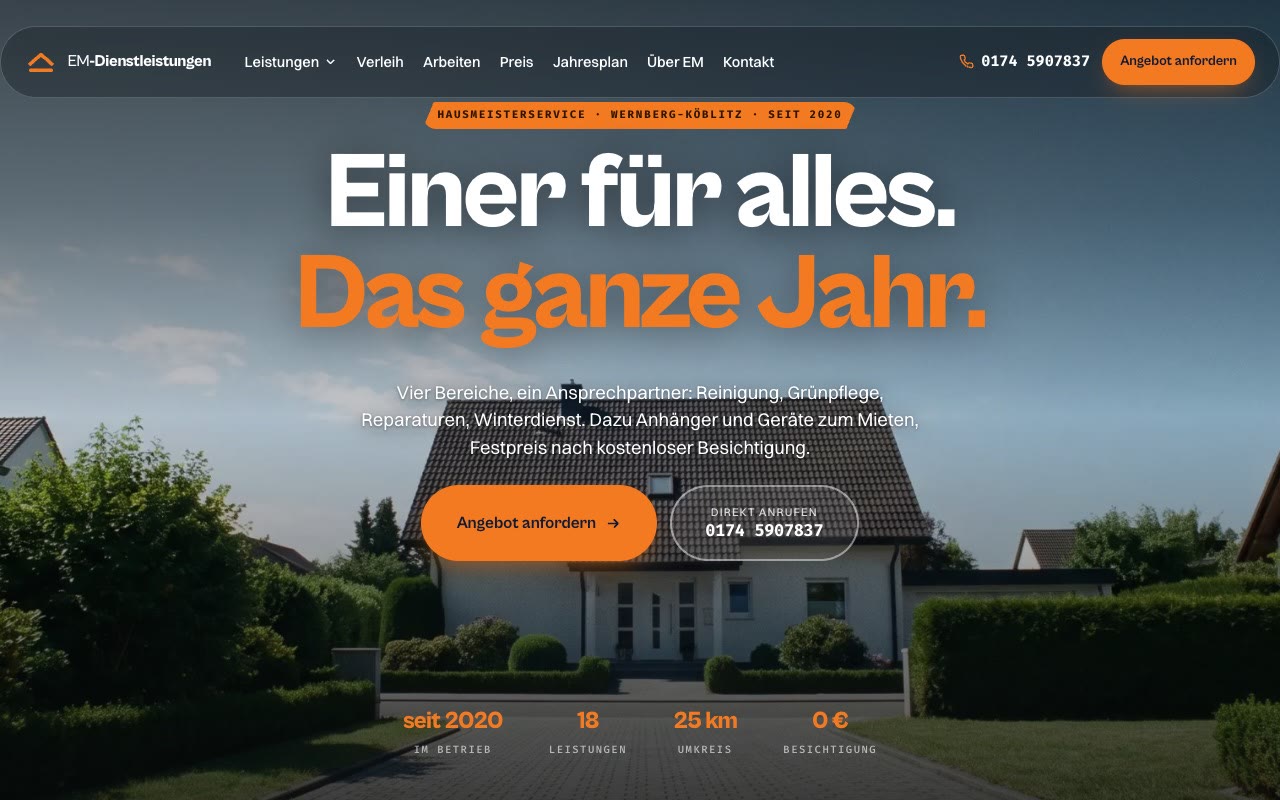 Website von EM Hausmeisterservice