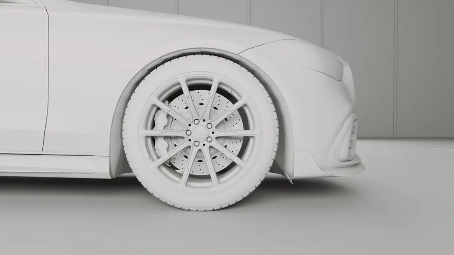 Felge als graues Tonmodell