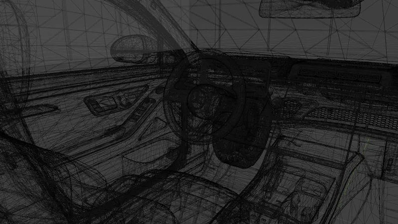 Cockpit als Drahtgitter in der Blender-Ansicht