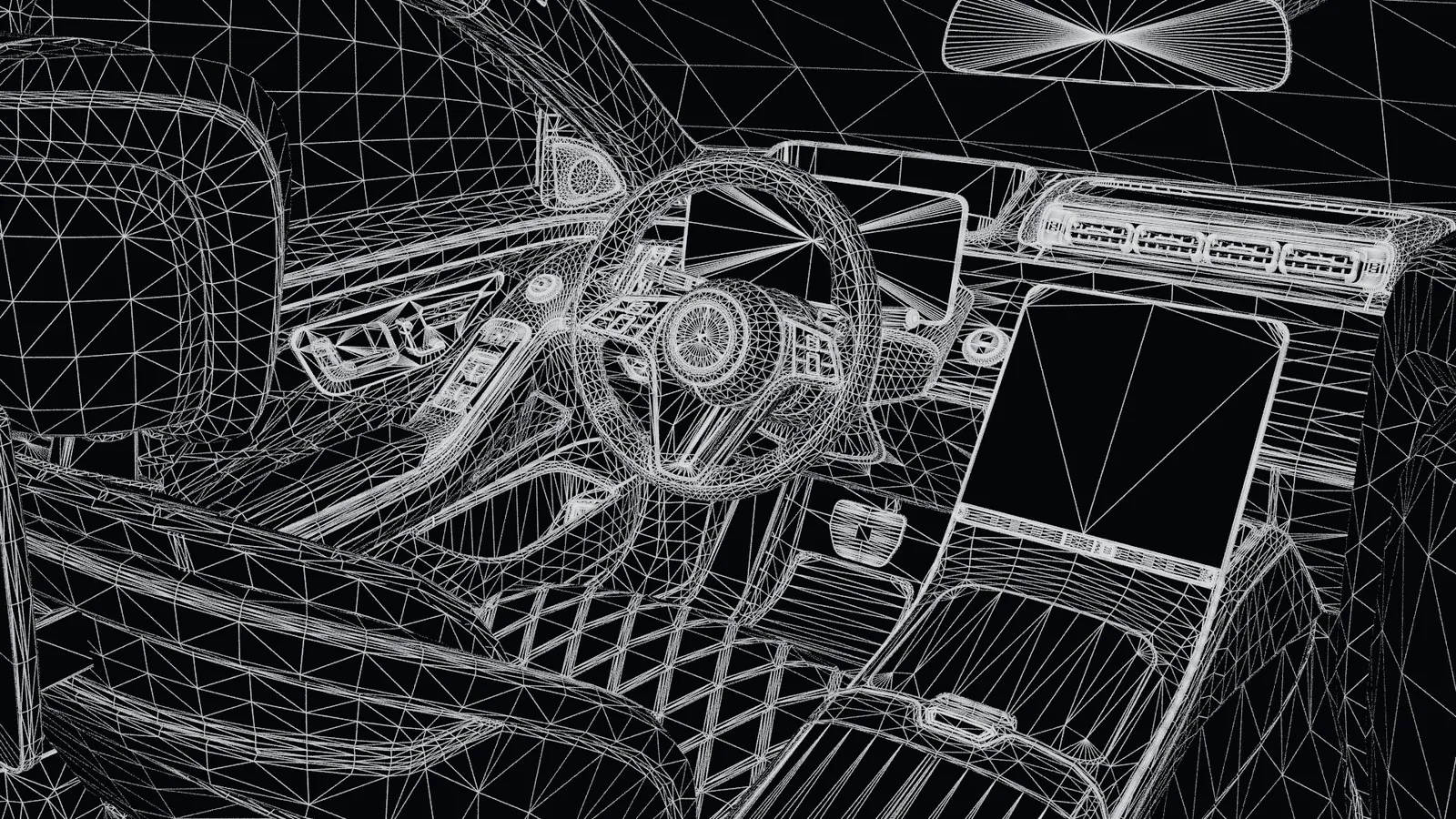 Dasselbe Cockpit als Drahtgitter